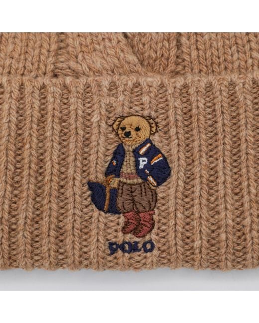Polo Ralph Lauren Brown Polo Bear Classic Camel Wool Beanie