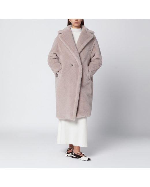 Max Mara Natural Teddy Bear Icon Coat In Sand-coloured Alpaca And Wool