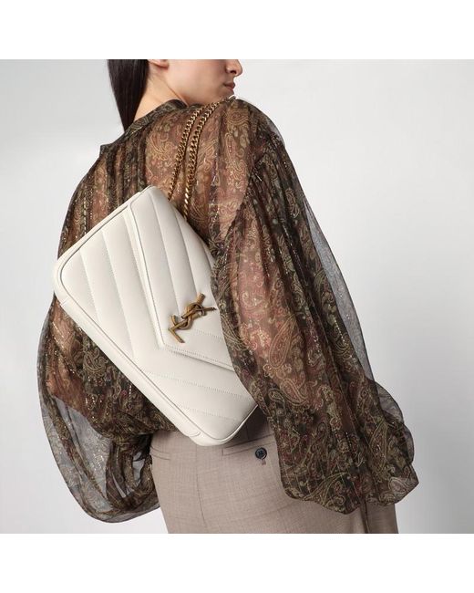 Borsa loulou media cream soft in pelle di Saint Laurent in Natural