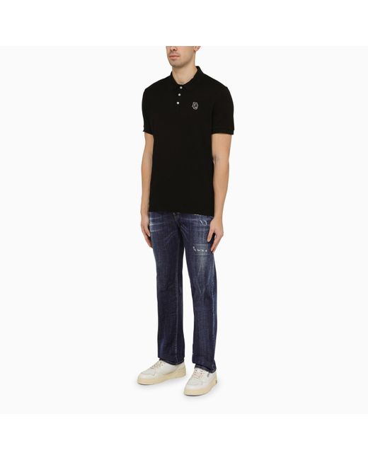 DSquared² Black Short Sleeved Polo Shirt With Logo Embroidery for men