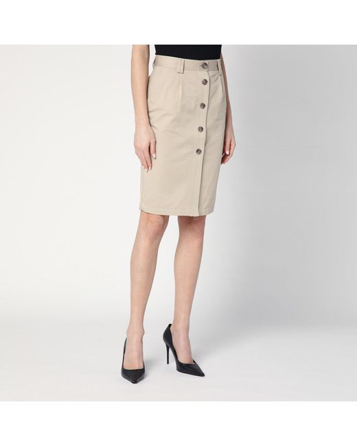 Anine Bing Natural Buttoned Pencil Skirt