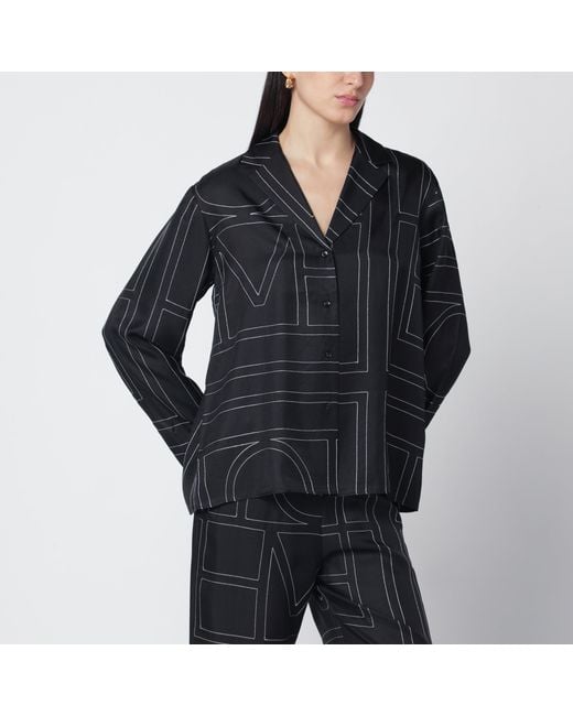 Totême Black Silk Monogram Shirt