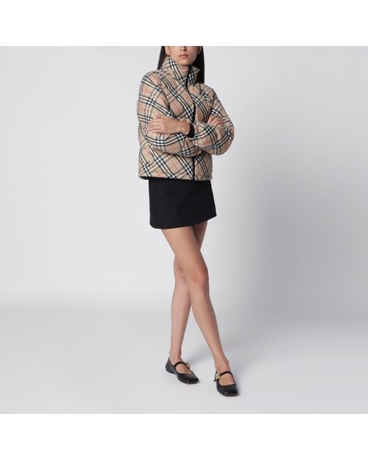 Burberry Black Sand Check Ambleside Down Jacket