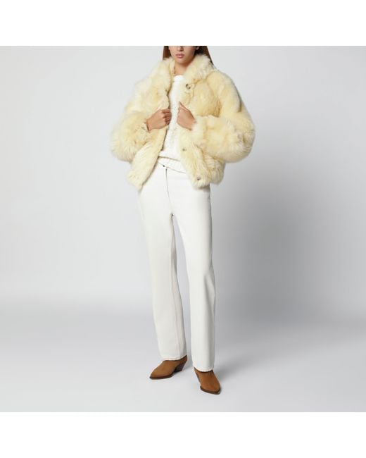 Blancha Yellow Lemon Hooded Fur Jacket