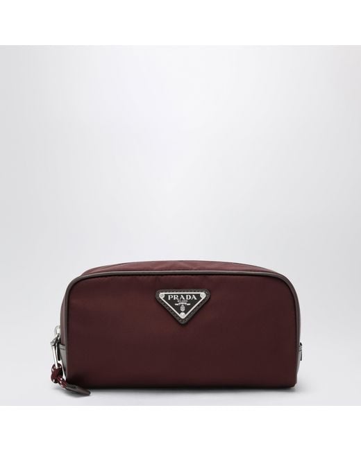 Prada Brown Speedrock Re-Nylon And Leather Pouch for men