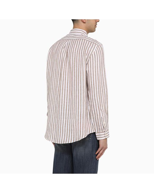 Polo Ralph Lauren Red Custom-fit Khaki/white Linen Shirt for men