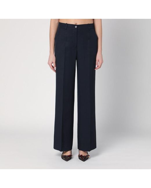 Pantalone a palazzo in misto lino di P.A.R.O.S.H. in Blue