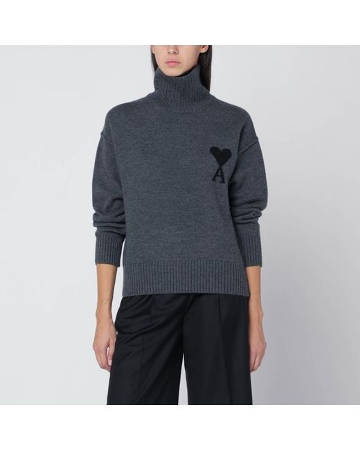 AMI Blue Rollkragenpullover Ami De Coeur Grau