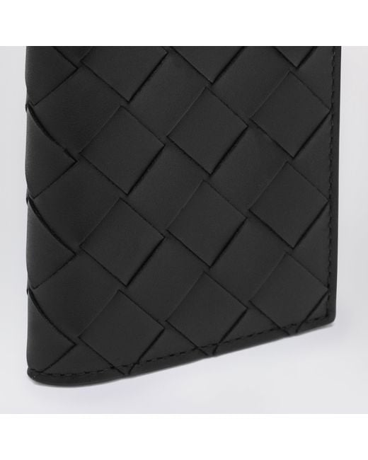 Bottega Veneta Black Intrecciato Card Holder With Flap for men