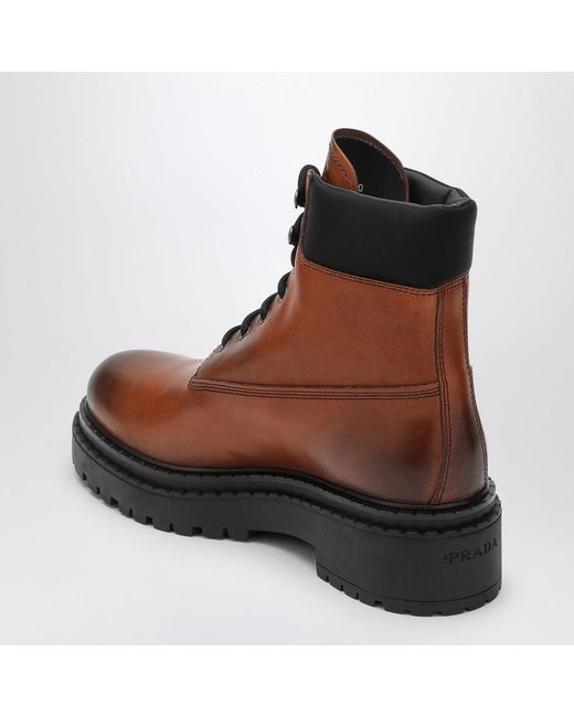 Prada Brown Leather And Re-Nylon Booties