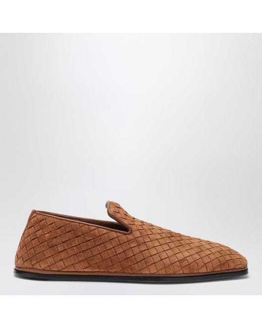 Bottega Veneta Brown Light Intrecciato Suede Palazzo Slippers