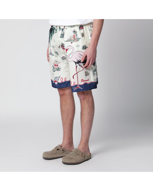DSquared² Blue Bermuda Shorts With Tropical Print for men
