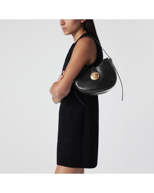 Versace Black Emblème Nappa Hobo Bag