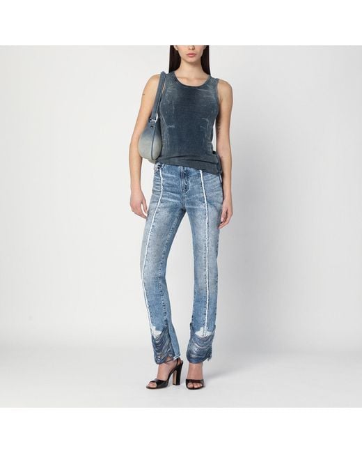 DIESEL Blue Bootcut Jeans D-ginna Washed Effect