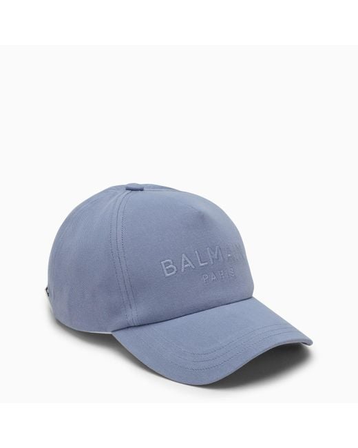 Balmain Blue Light Baseball Cap With Logo for men