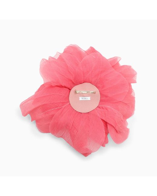 Max Mara Pink Peony-coloured Flower Brooch In Silk