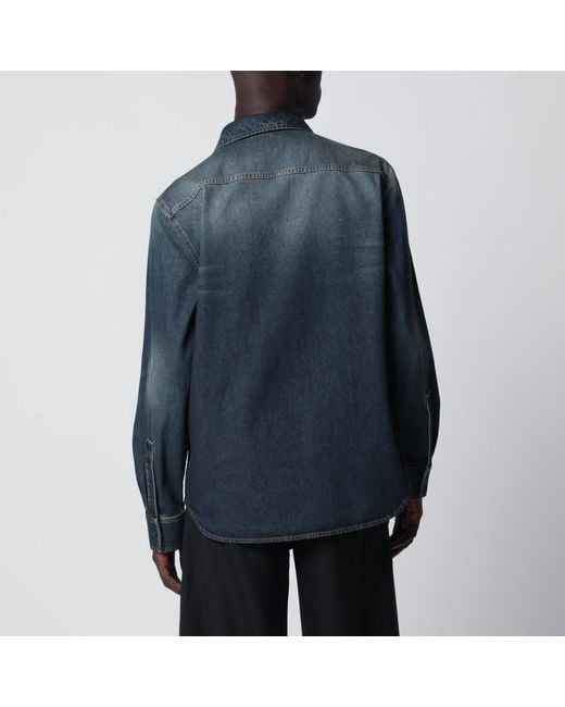 Gucci Blue Denim Shirt With Washed Effect for men