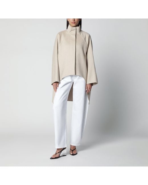 Alaïa White Asymmetric Double-Face Cashmere Coat