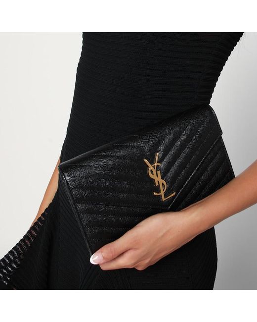 Saint Laurent Black Cassandre Chain Clutch Bag