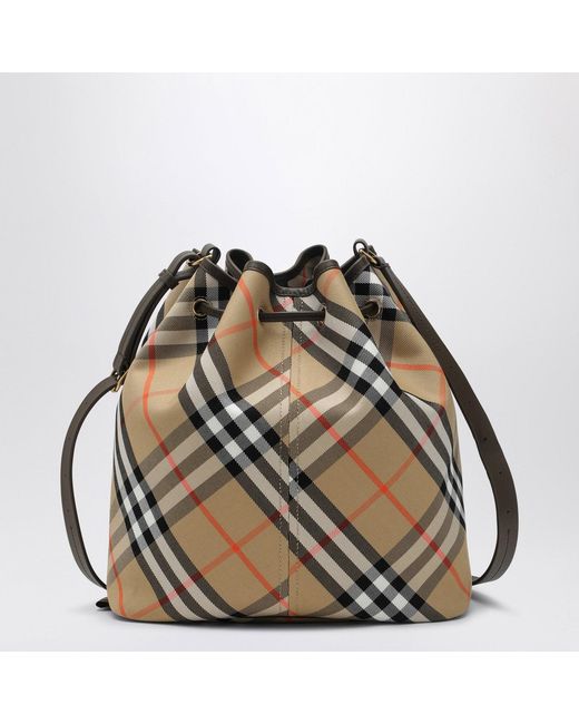 Burberry Multicolor Medium Bucket Bag With Check Pattern