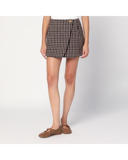 Minigonna in con motivo check di Ganni in Gray