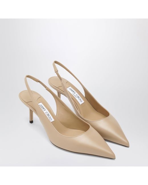 Jimmy Choo Natural Leather Slingbacks With Ankle Strap