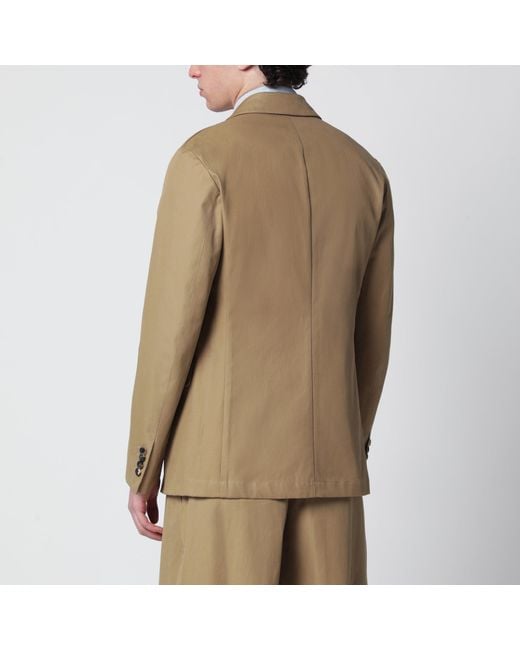 Dries Van Noten Green Camel Double-Breasted Jacket for men