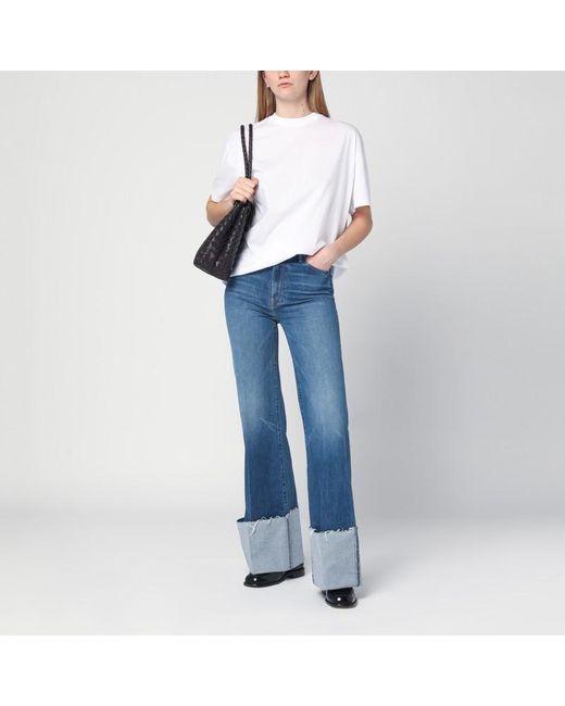 Mother Blue Jeans The Hustler Roller Heel Cuff Fray