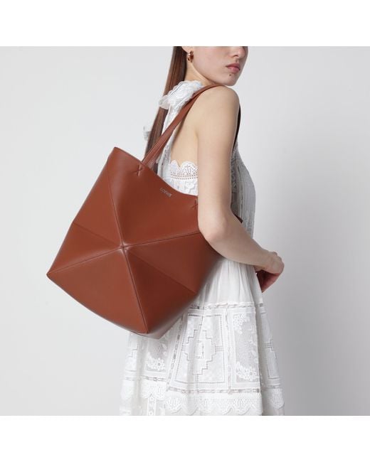 Loewe Brown Medium Puzzle Fold Tote Bag