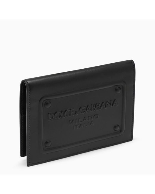 Dolce & Gabbana Black Dolce&Gabbana Passport Holder With Logoed Plaque for men