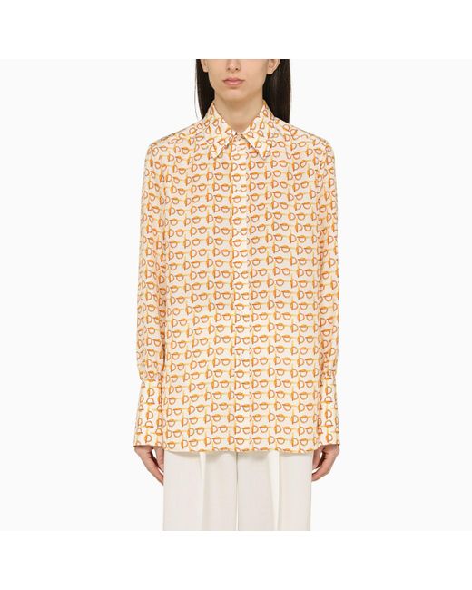 Burberry Natural White Shirt With Gold Silk Motif