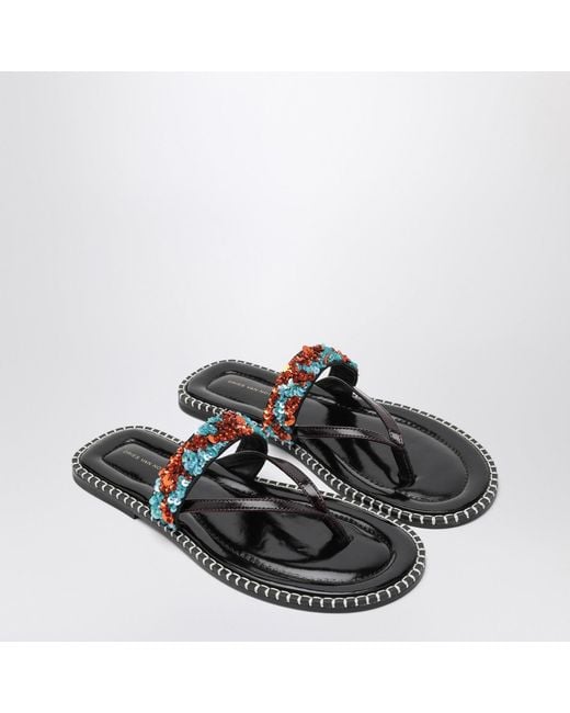 Dries Van Noten Blue Thong Slip-On Sandals With Sequins