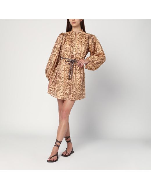 Zimmermann Brown Leopard Print Short Dress