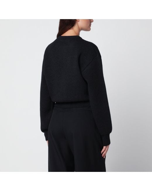 Lemaire Black Charcoal-Colored Alpaca Blend Zip-Up Sweater