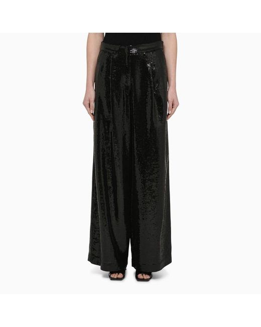 Pantalone ampio con micro paillettes di FEDERICA TOSI in Black