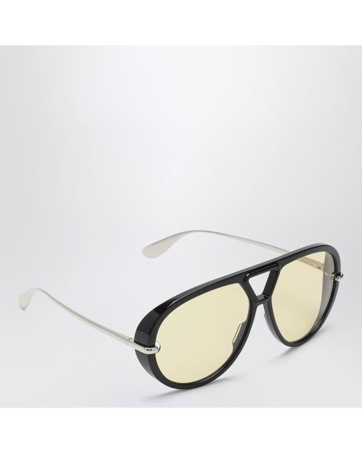 Bottega Veneta Black Classic Aviator Sunglasses