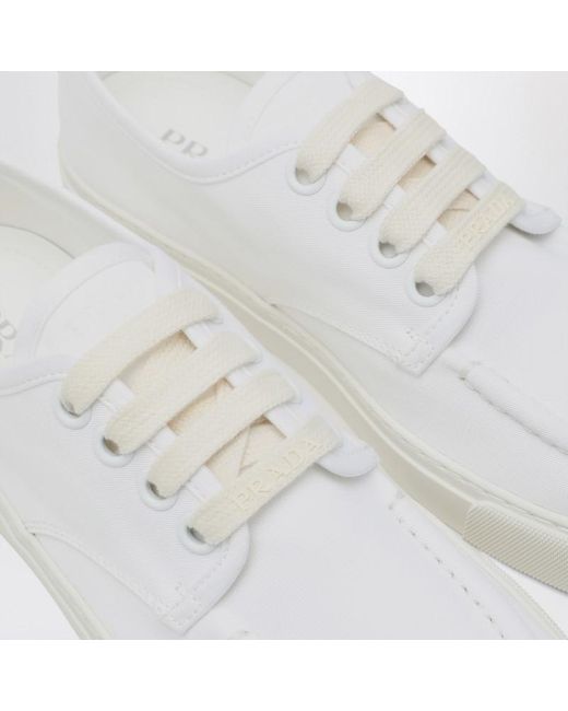 Prada Weiße Sneaker Aus Baumwoll-Canvas in White für Herren