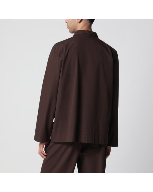 Tekla Brown Cotton Pajama Shirt for men