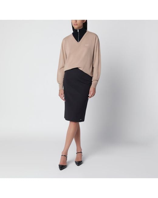 Miu Miu Black Stretch Poplin Pencil Skirt
