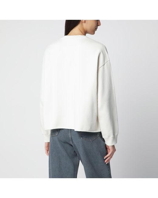 MM6 by Maison Margiela White Écru Fleece Sweatshirt With Logo Print