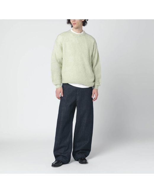 Auralee Green Light Brushed Mohair-Blend Sweater for men
