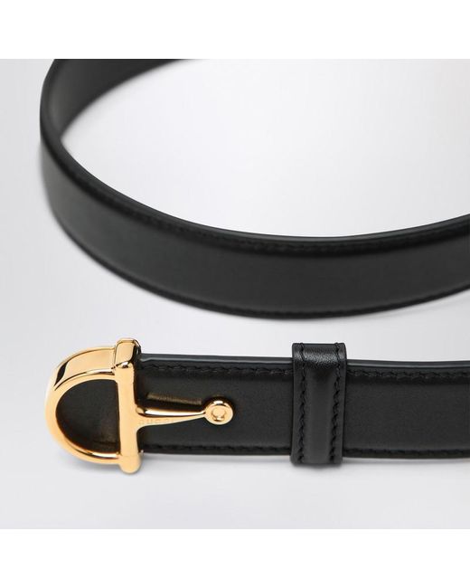 Gucci Black Thin Belt With Half Buckle