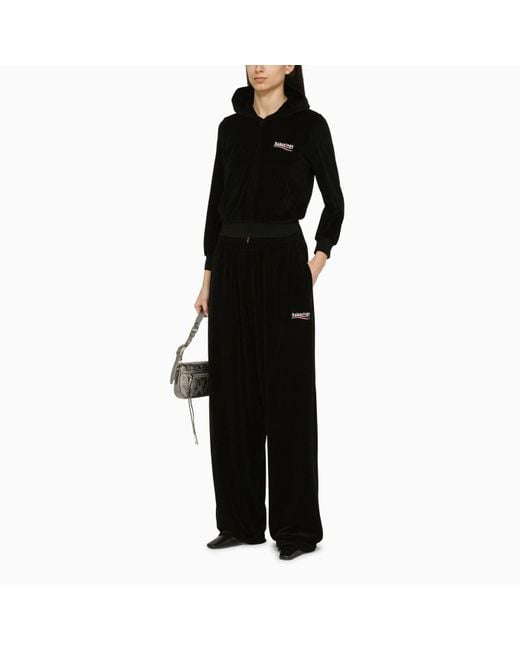 Balenciaga Black Chenille Sports Trousers With Logo
