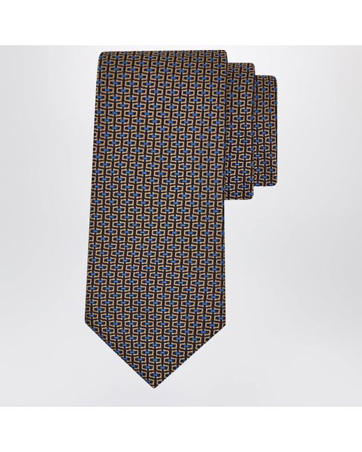 Ferragamo Black Gancini Jacquard Tie for men