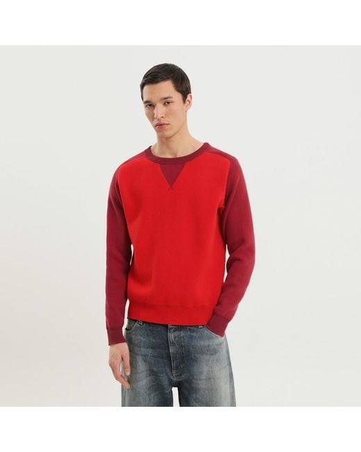 1989 STUDIO Red Color Block Crew Neck Sweater for men