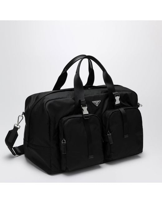 Prada Black Re-Nylon And Saffiano Travel Bag for men