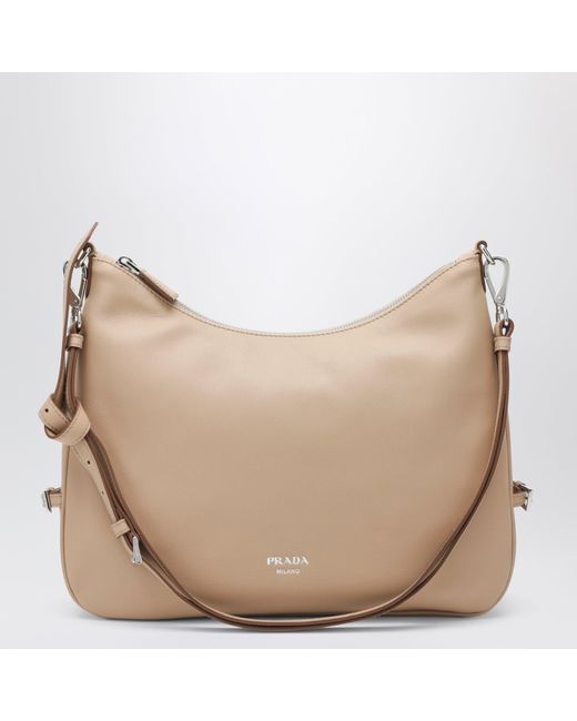 Prada Natural Fold Large Sand-Colored Leather Bag