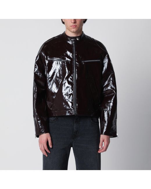 Séfr Black Ristretto Racer Coated Linen Jacket for men