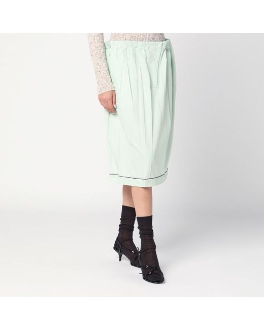 Prada White Aqua-Coloured Cotton Skirt