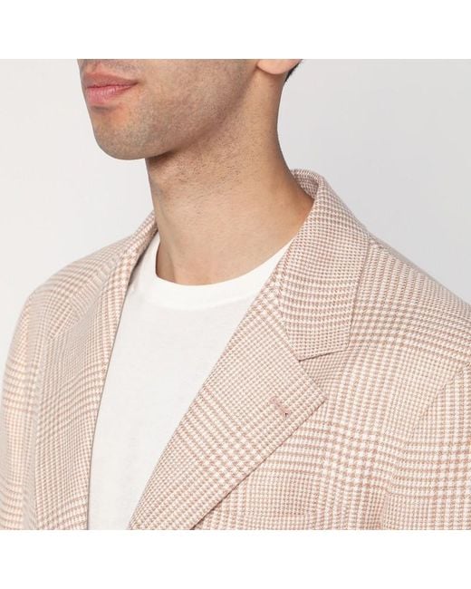 Brunello Cucinelli Natural Papaya-colored Prince Of Wales Jacket for men